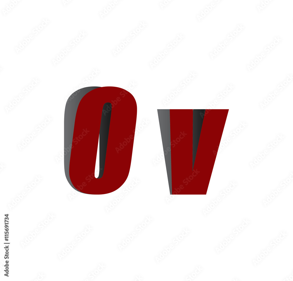 0v logo initial red and shadow 0v logo initial red and shadow