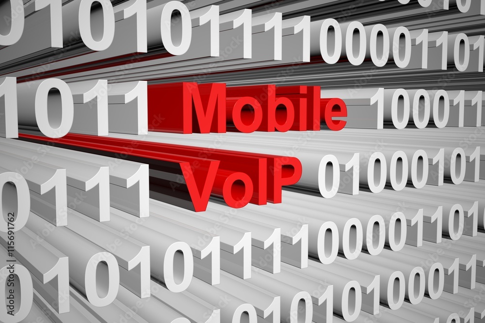 Mobile VoIP in the form of binary code, 3D illustration