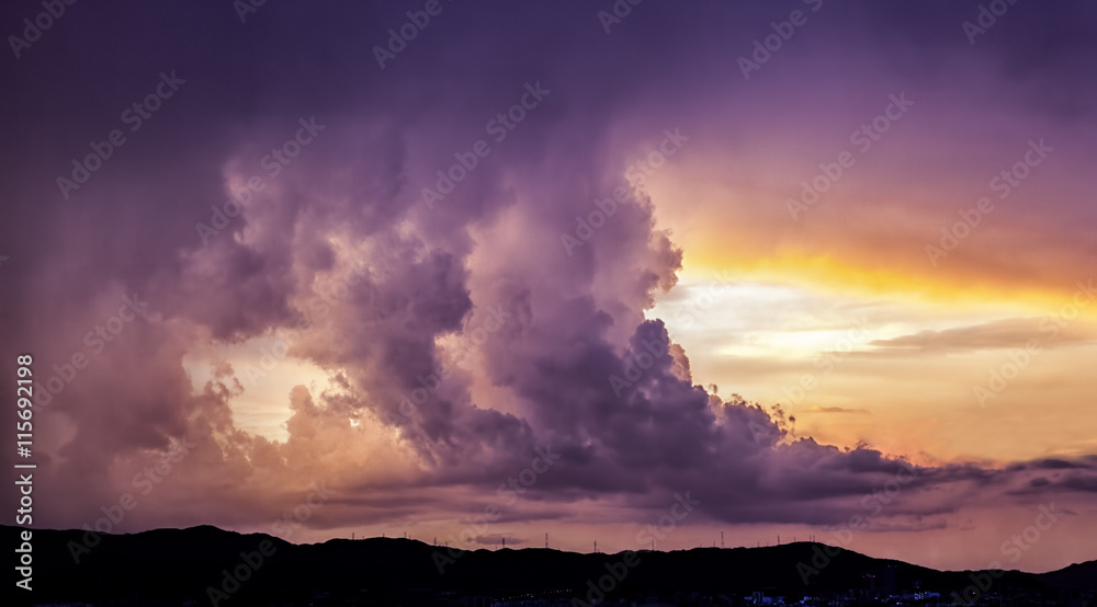 Thundercloud at sunset