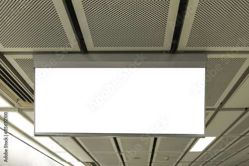 Hanger blank billboard in subway. Useful for your advertising.