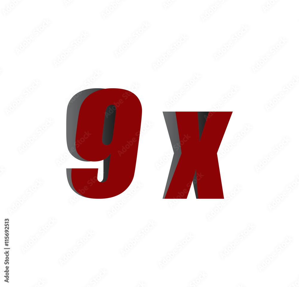 9x logo initial red and shadow 9x logo initial red and shadow