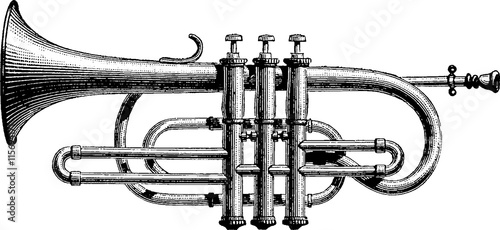Photo Vintage drawing trumpet