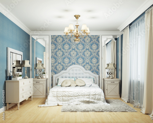 Спальня в частном доме 3d rendering