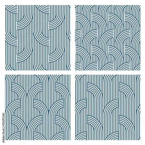 Four Geometric striped seamless patterns