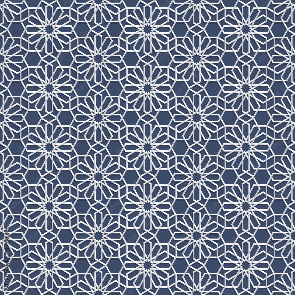 3D White Seamless Pattern in Arabian style 3D White Seamless Pattern in Arabian style