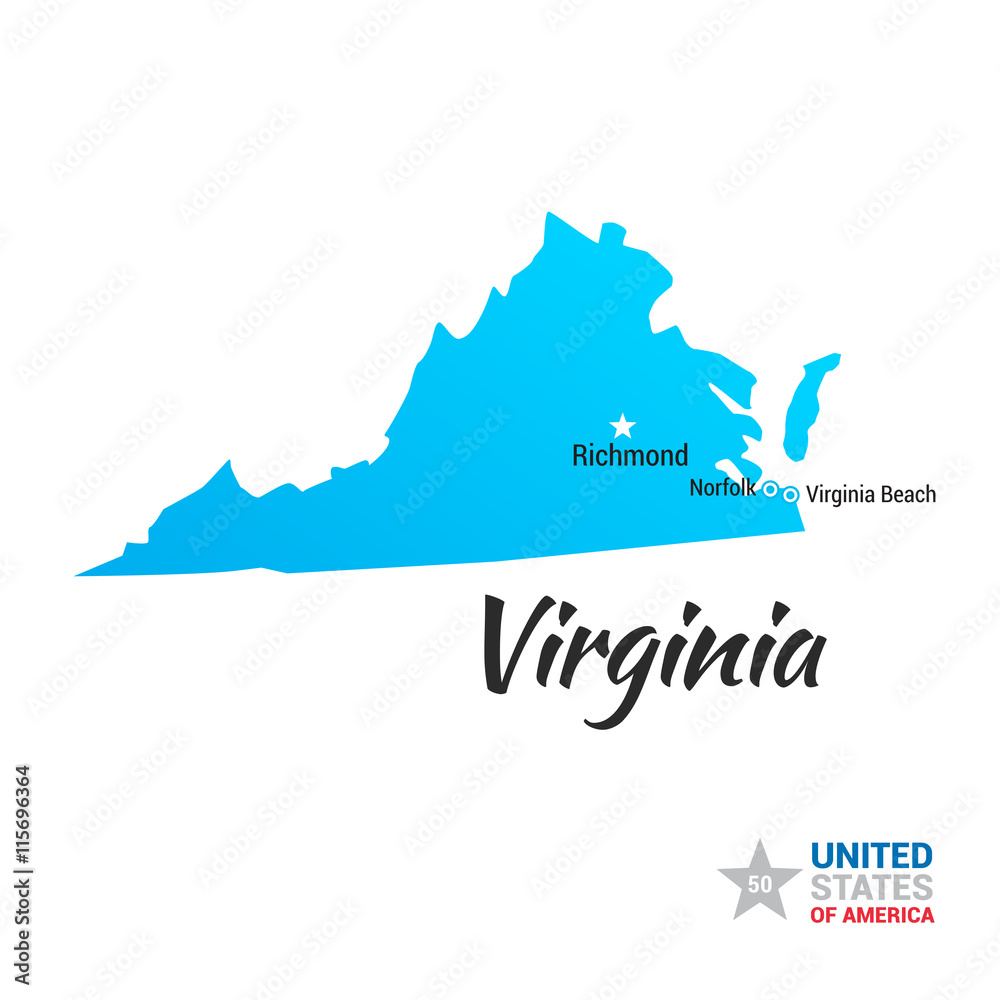 Obraz premium Mapa stanu Wirginia USA