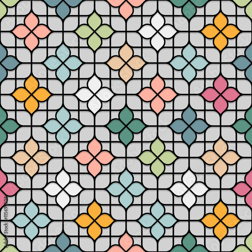 Foto Colored Seamless Flower Pattern in Oriental style
