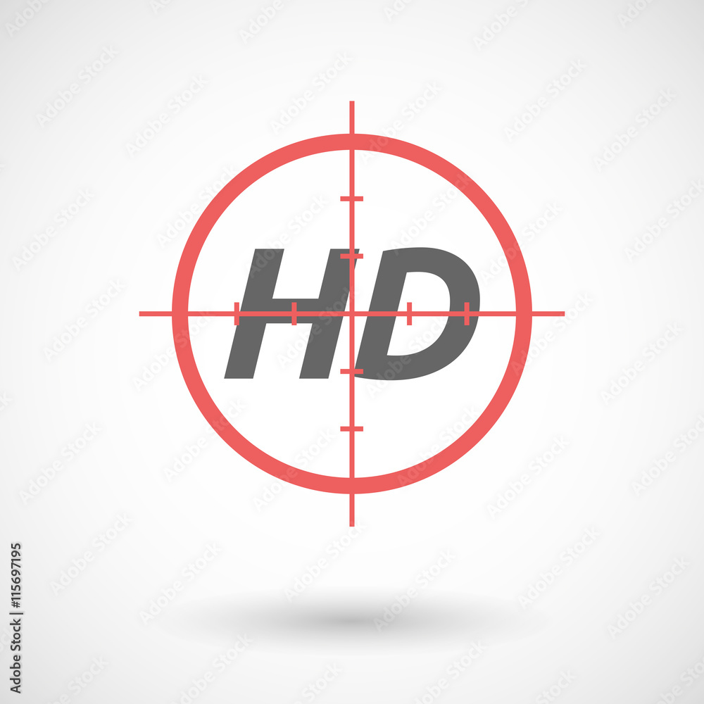 Isolated red crosshair icon with the text HD Isolated red crosshair icon with the text HD