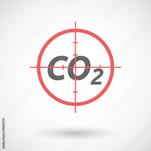Isolated red crosshair icon with    the text CO2
