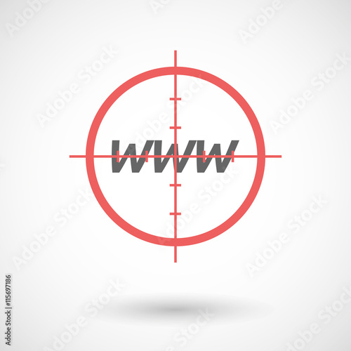 Isolated red crosshair icon with    the text WWW