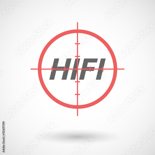 Isolated red crosshair icon with    the text HIFI