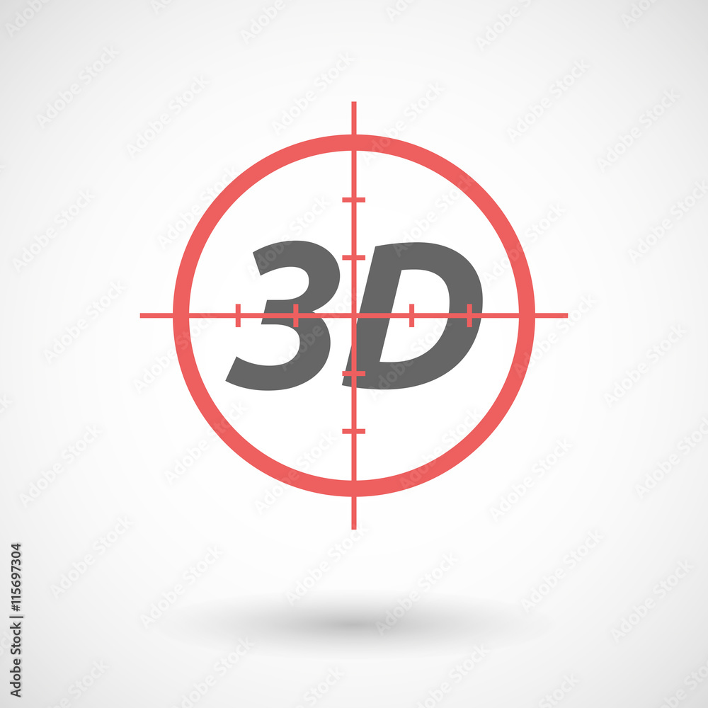 Isolated red crosshair icon with    the text 3D