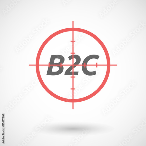 Isolated red crosshair icon with    the text B2C
