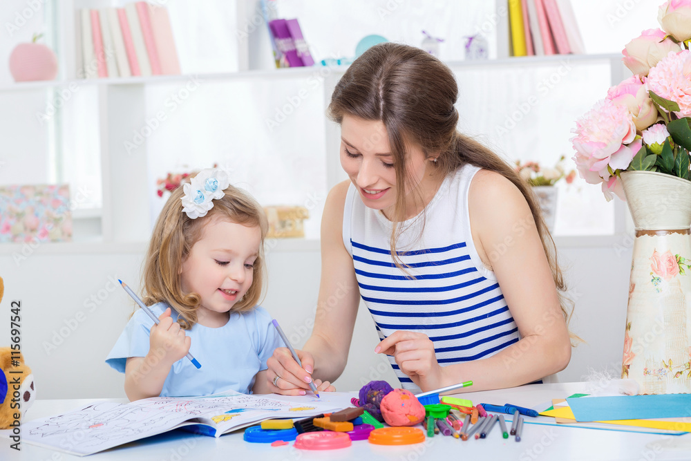 Naklejka premium mom and daughter together