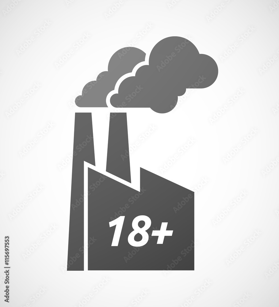 Isolated industrial factory icon with the text 18+ Isolated industrial factory icon with the text 18+