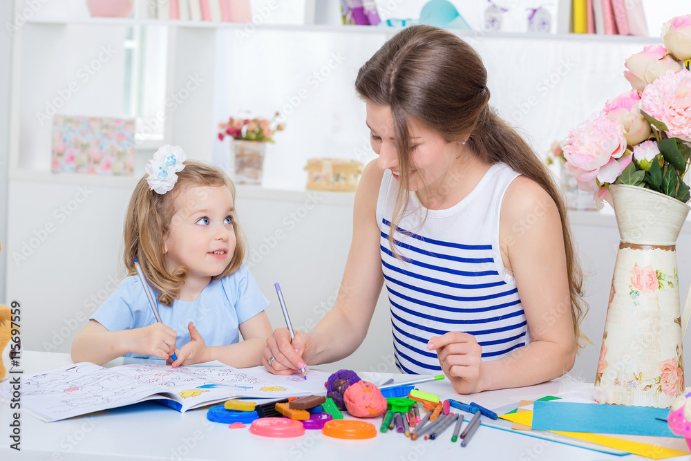 Fototapeta premium mom and daughter together