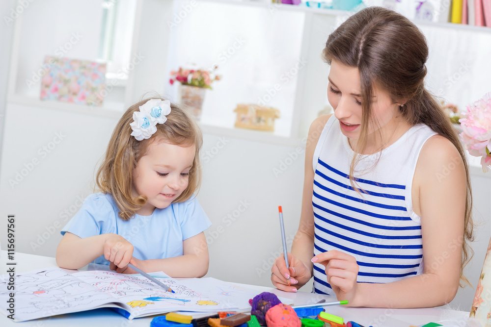Fototapeta premium mom and daughter together