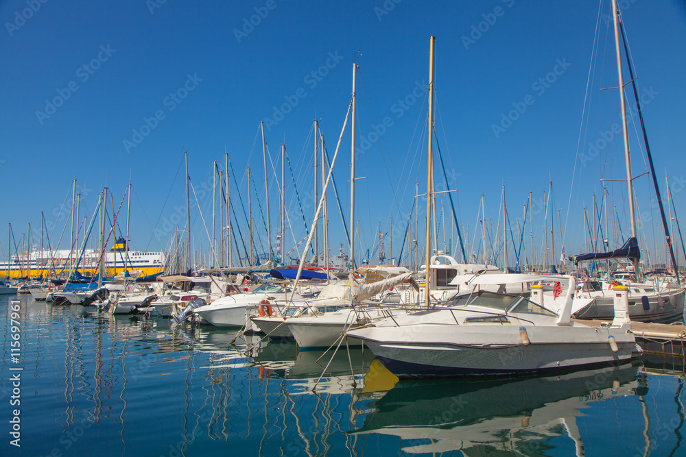 sailboats in the Harbor of the city of Toulon, southern France

