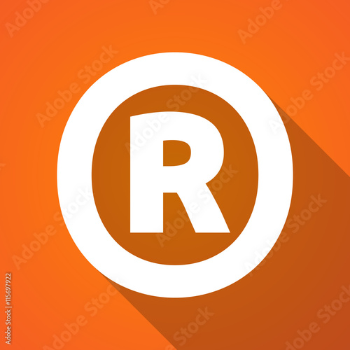 Long shadow illustration of    the registered trademark symbol