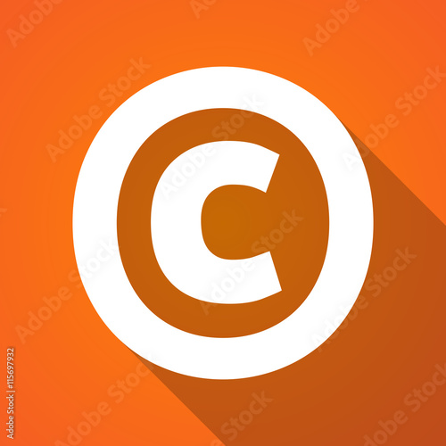 Long shadow illustration of    the  copyright sign