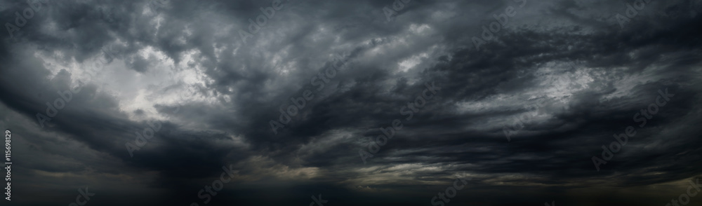 Raincloud panorama background. Dramatic sky background - obrazy, fototapety, plakaty 