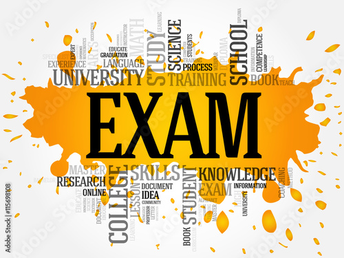 EXAM word cloud collage, education concept background