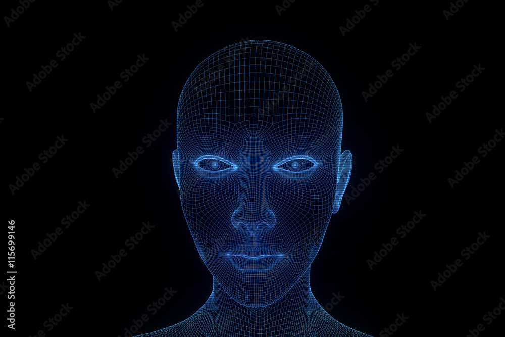 Female Human Wireframe Hologram in Motion. Nice 3D Rendering
Female Human Wireframe Hologram in Motion. Nice 3D Rendering