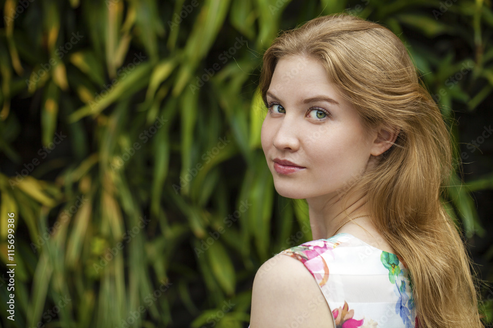 Fototapeta premium Portrait close up of young beautiful blonde woman