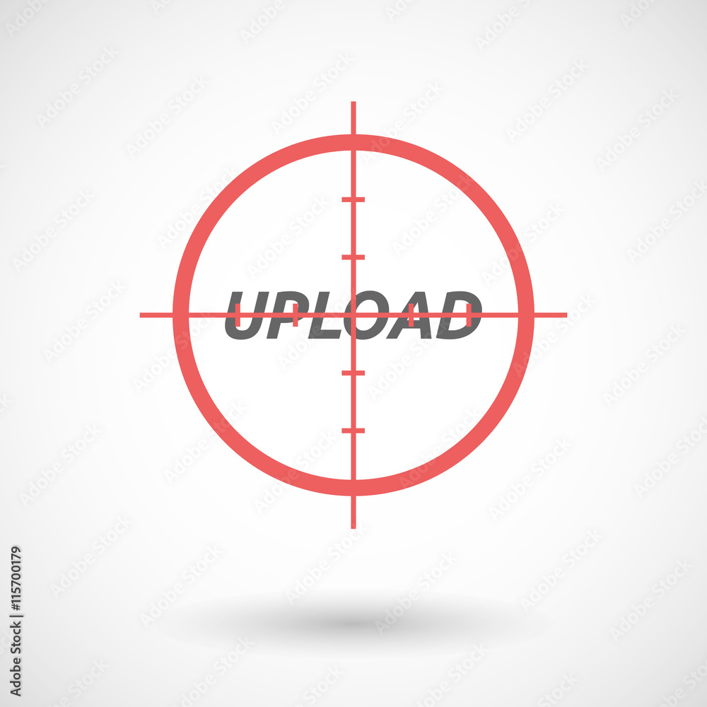 Isolated red crosshair icon with the text UPLOAD Isolated red crosshair icon with the text UPLOAD