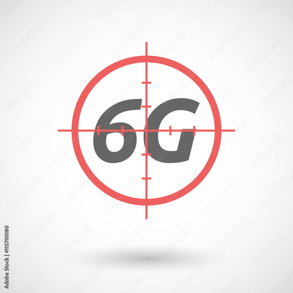 Isolated red crosshair icon with the text 6G Isolated red crosshair icon with the text 6G