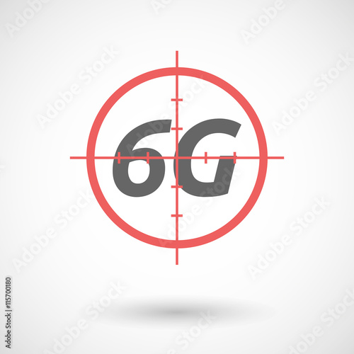 Isolated red crosshair icon with    the text 6G