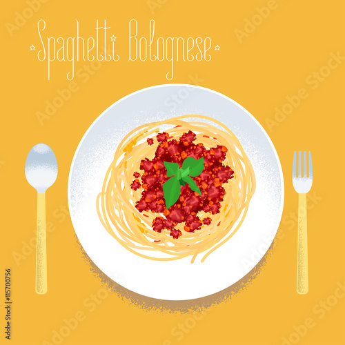 Spaghetti, Italian pasta vector design element for menu, poster