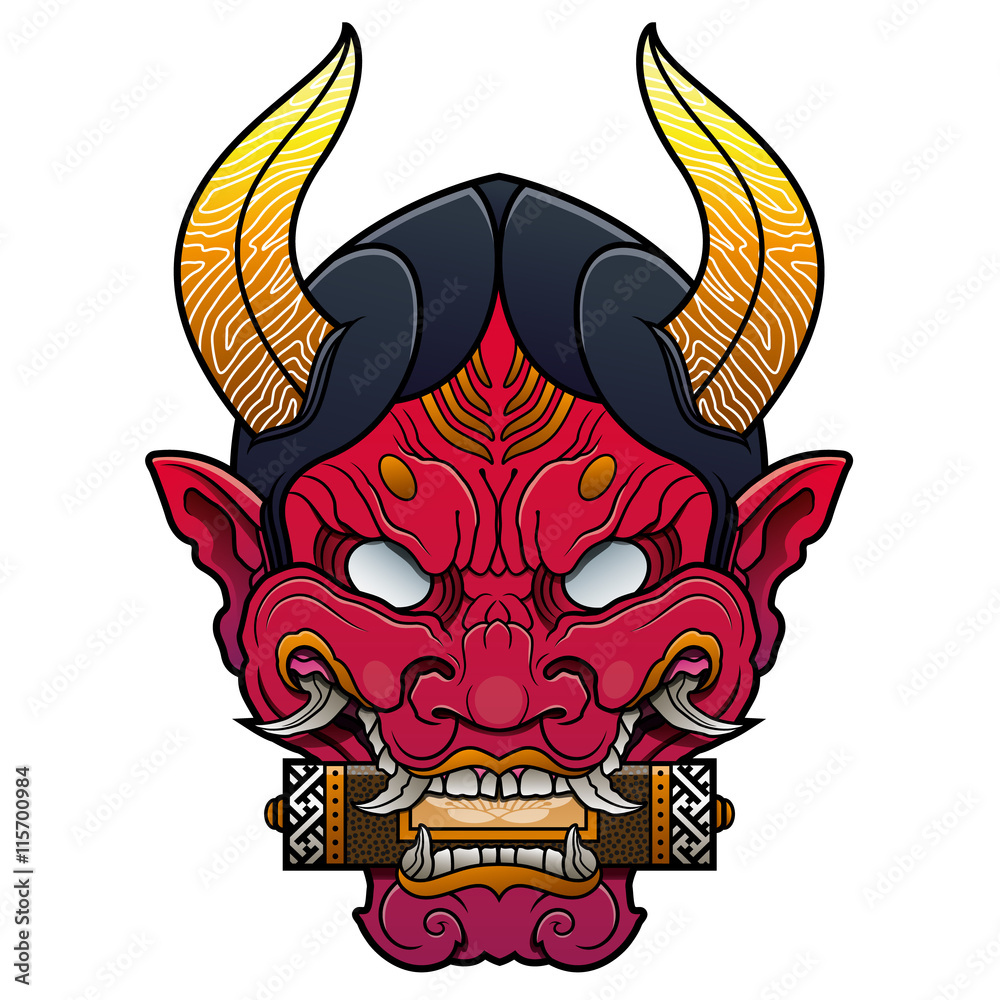 japanese demon mask Stock Vector | Adobe Stock