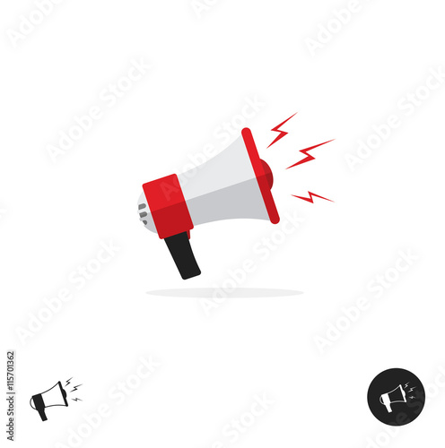 Megaphone bullhorn vector icon shout logo or loudspeaker isolated on white background, news alert equipment yelling