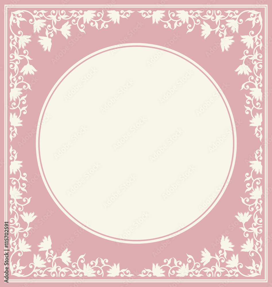 Elegant circle frame with flowers for your creative designs