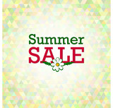 Vector summer sale design template with colorful polygonal background.
