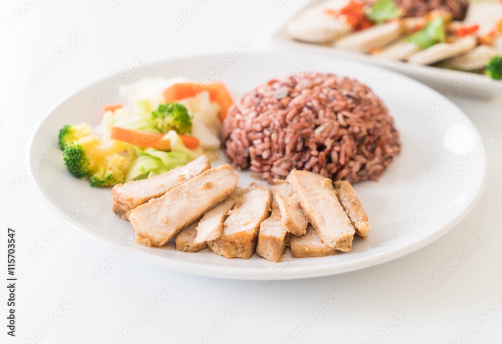 roast pork with berry rice