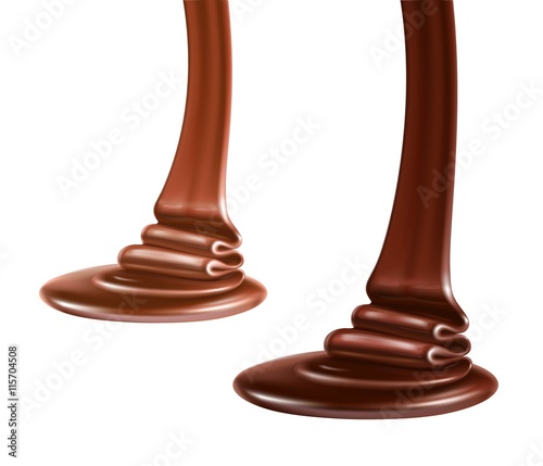 Chocolate flow isolated on white background