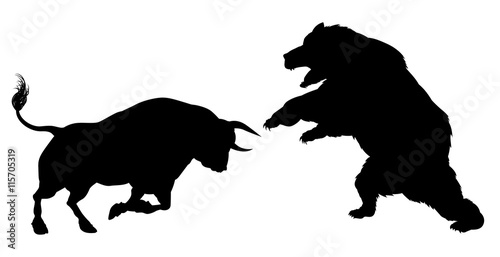 Bear Versus Bull Silhouette Concept