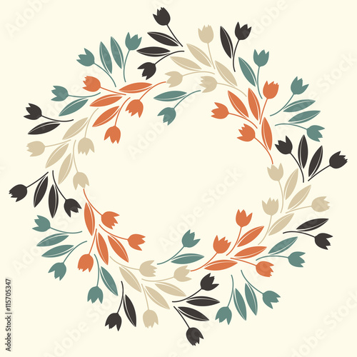 Spring circle frame with decorative tulips