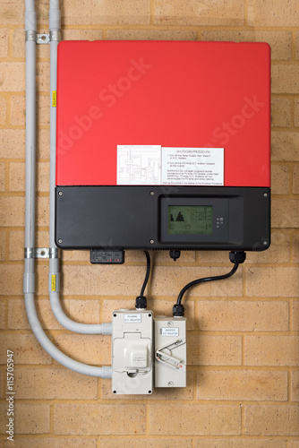 Solar inverter system attached to a wall photo