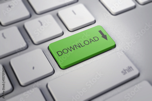 keyboard with  green button - Download
