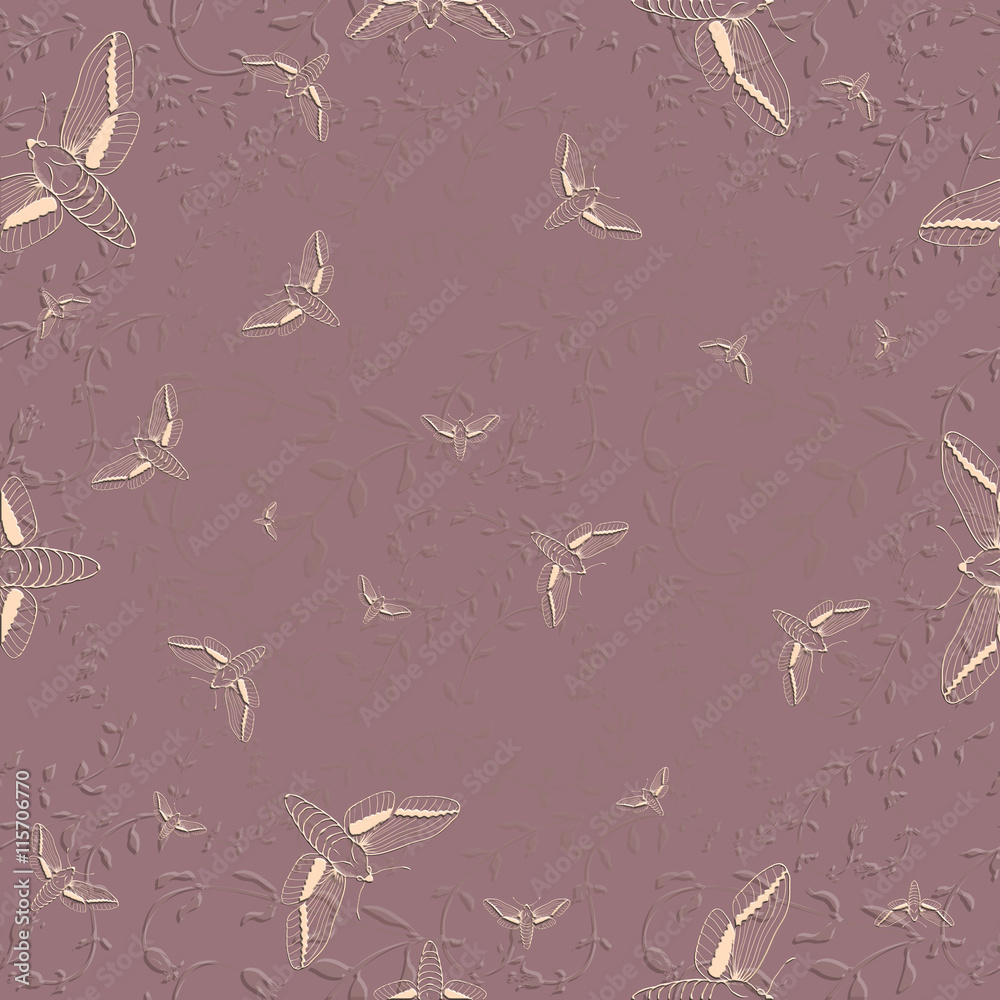 Butterflies - vector pattern. Seamless background.