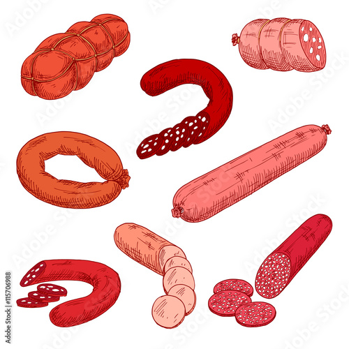 Sausage meat products like wurst or kielbasa