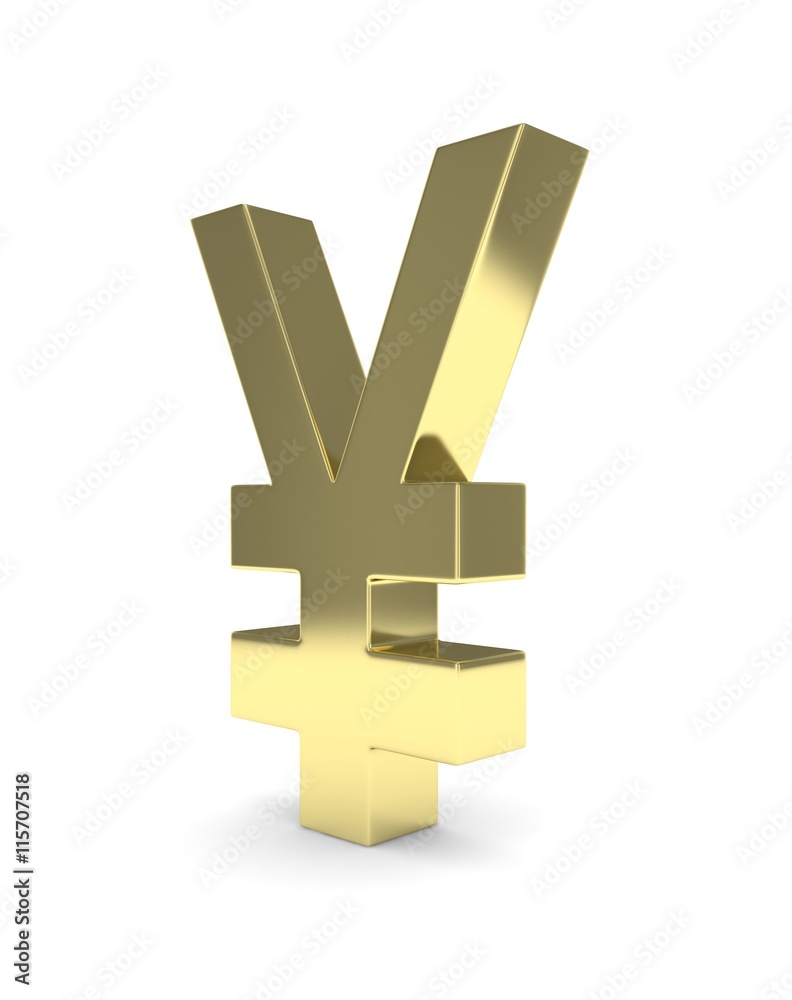 Isolated golden yen yuan sign on white background. Chinese japanese currency. Concept of investment, asian market, savings. Power, luxury and wealth. 3D rendering. Isolated golden yen yuan sign on white background. Chinese japanese currency. Concept of investment, asian market, savings. Power, luxury and wealth. 3D rendering.