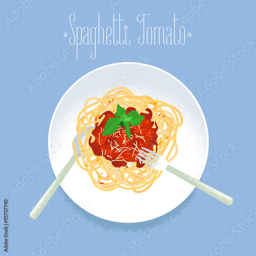 Spaghetti tomato, Italian pasta vector design element