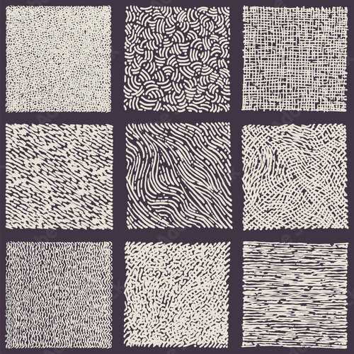 Set of hand drawn marker and ink patterns