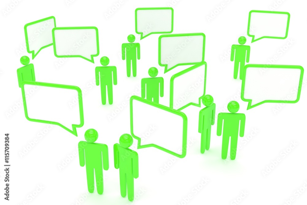 people with talk bubbles isolated over a white background. 3d rendering. people with talk bubbles isolated over a white background. 3d rendering.