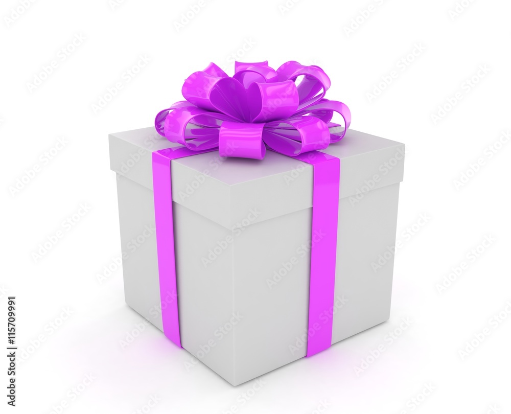 gift box with bows isolated on white. 3d rendering. gift box with bows isolated on white. 3d rendering.