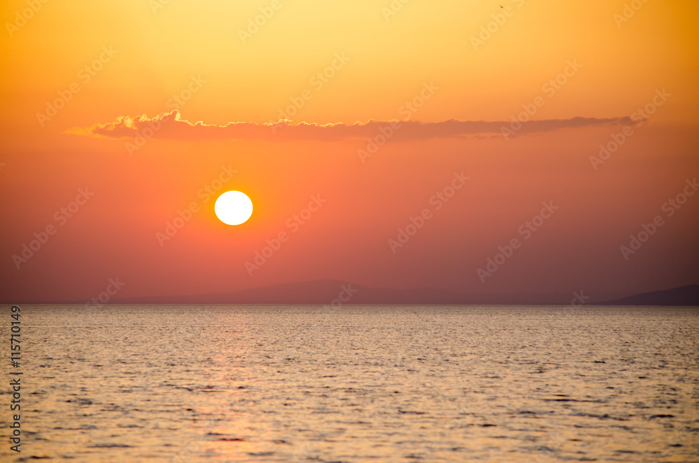 Beautiful golden sunset over the sea